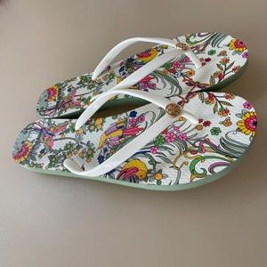 Tory Burch Floral Rubber Flip Flops Size 10.5